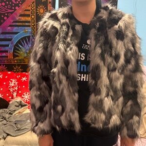 Tularosa Faux Fur Jacket in Black and White